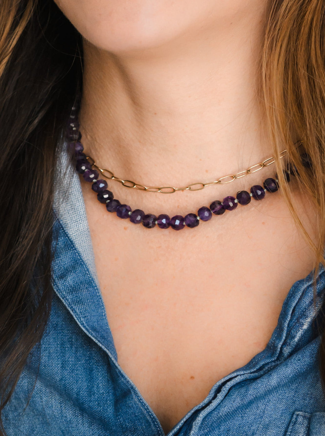 KNOTTED, ADJUSTABLE-LENGTH GEMSTONE NECKLACES