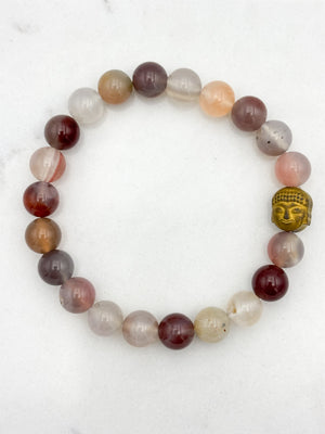 african phantom agate gemstone mala with Buddhist amulet pendant | radiant malas | handmade in boulder, colorado