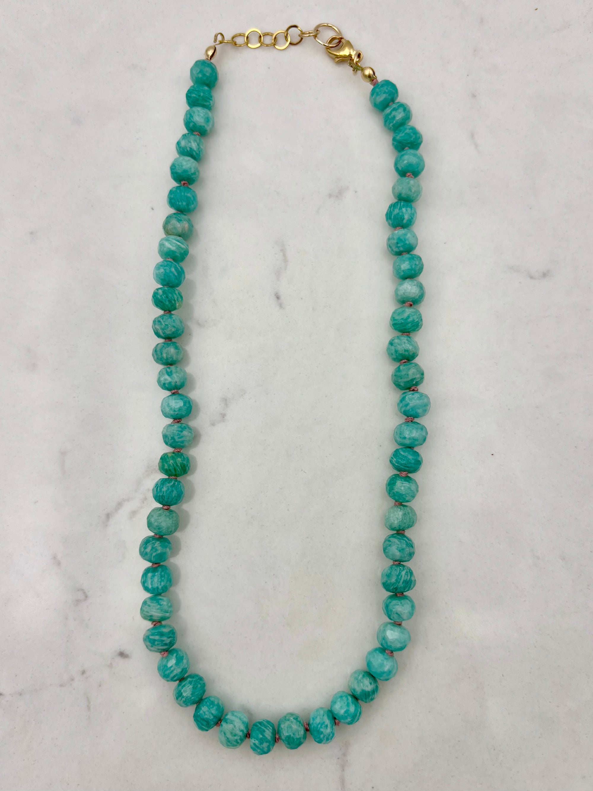 amazonite knotted gemstone necklace | radiant malas | handmade in boulder, colorado