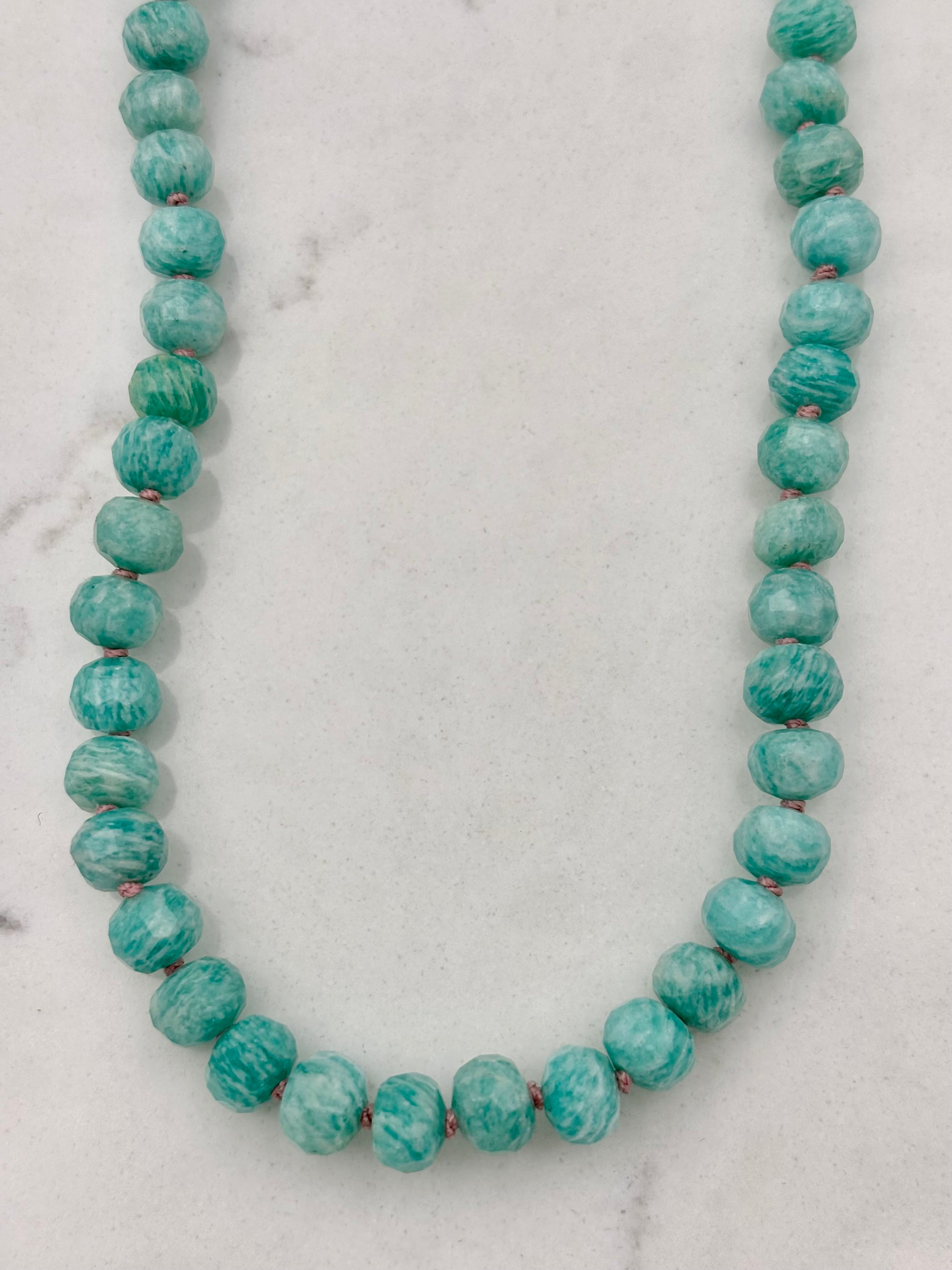 amazonite knotted gemstone necklace | radiant malas | handmade in boulder, colorado