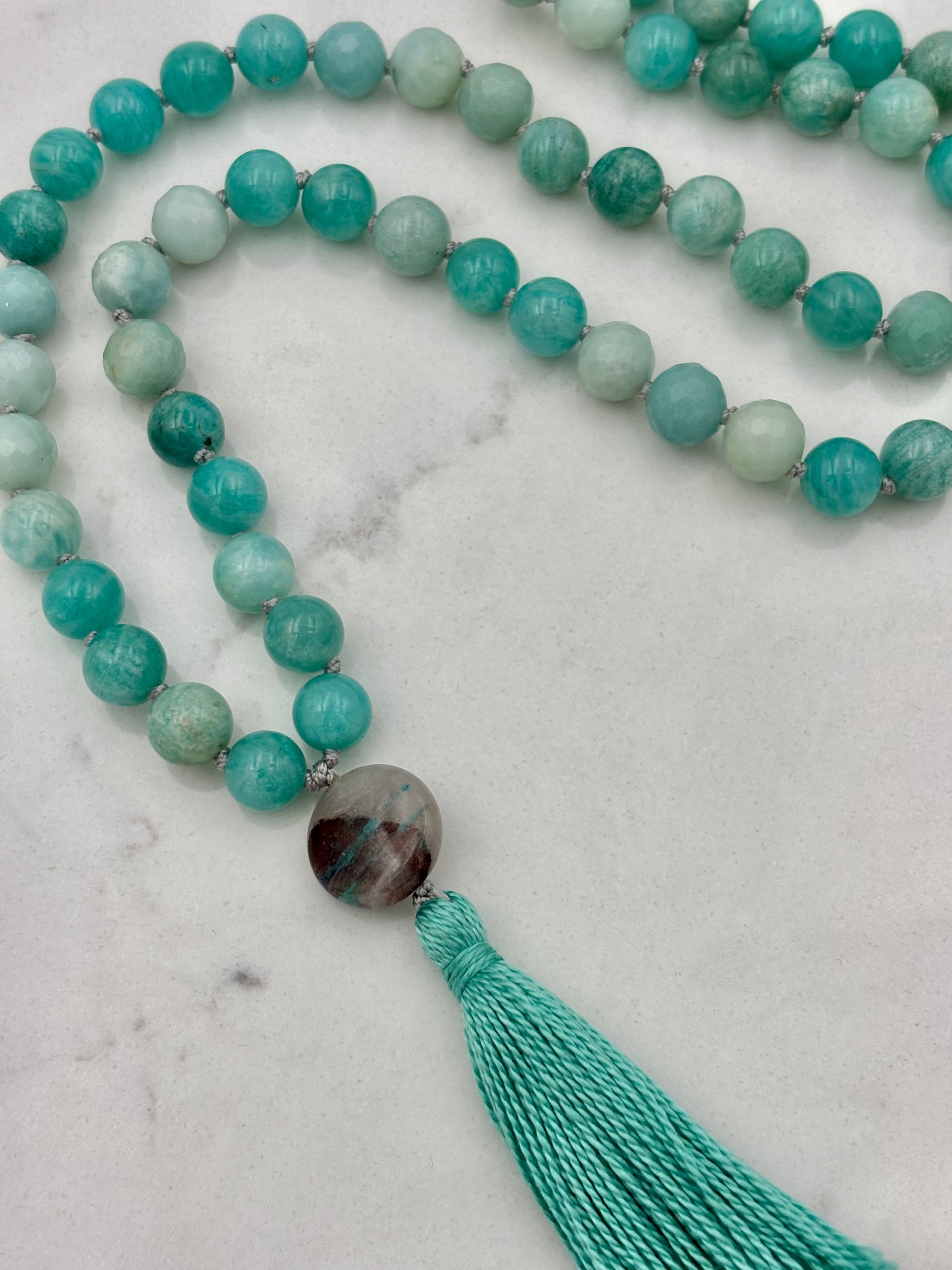 amazonite gemstone mala necklace | radiant malas | handmade in boulder, colorado