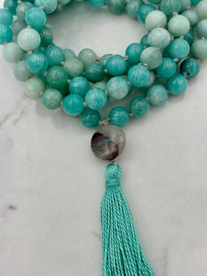 amazonite gemstone mala necklace | radiant malas | handmade in boulder, colorado