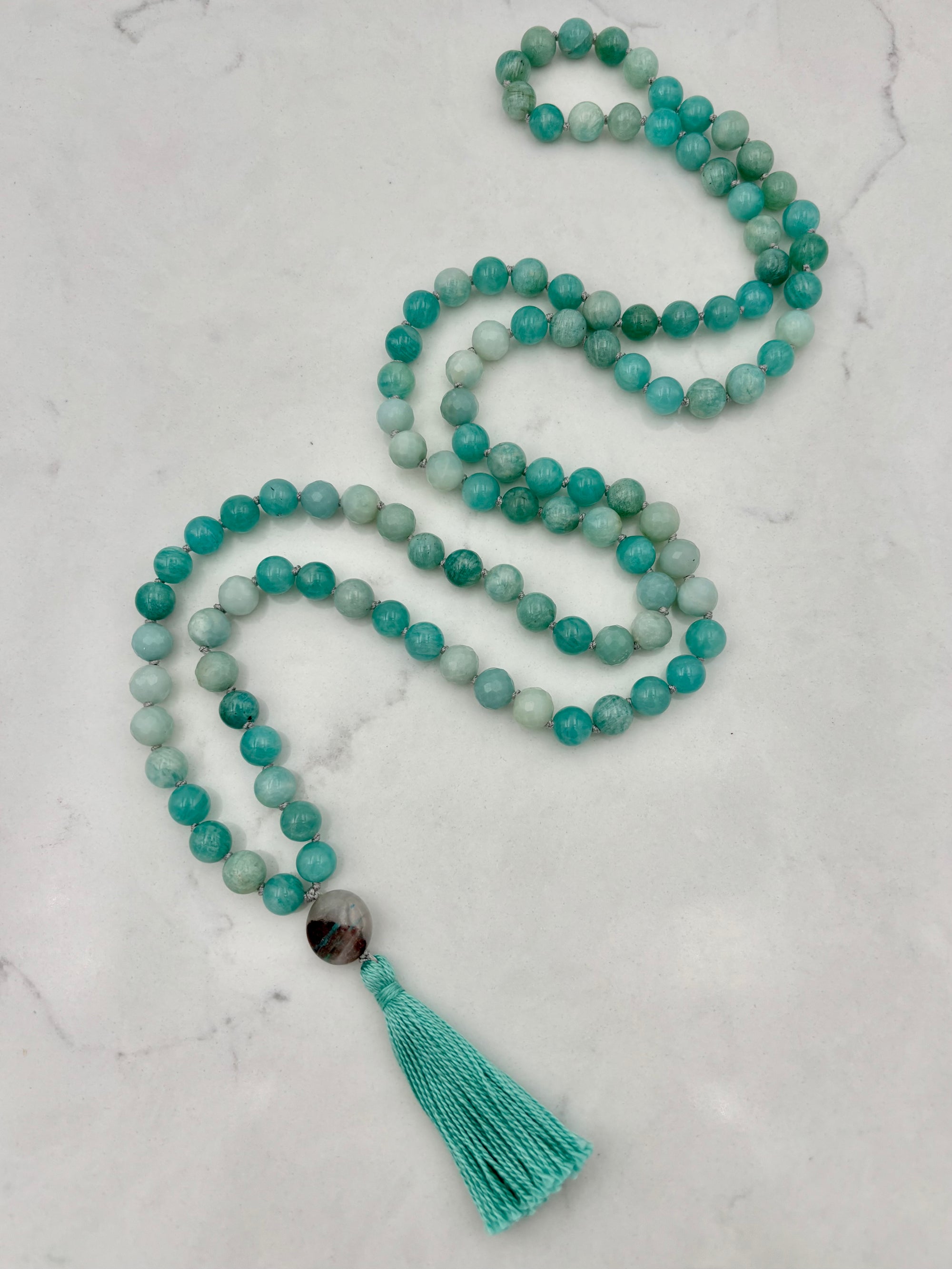 amazonite gemstone mala necklace | radiant malas | handmade in boulder, colorado