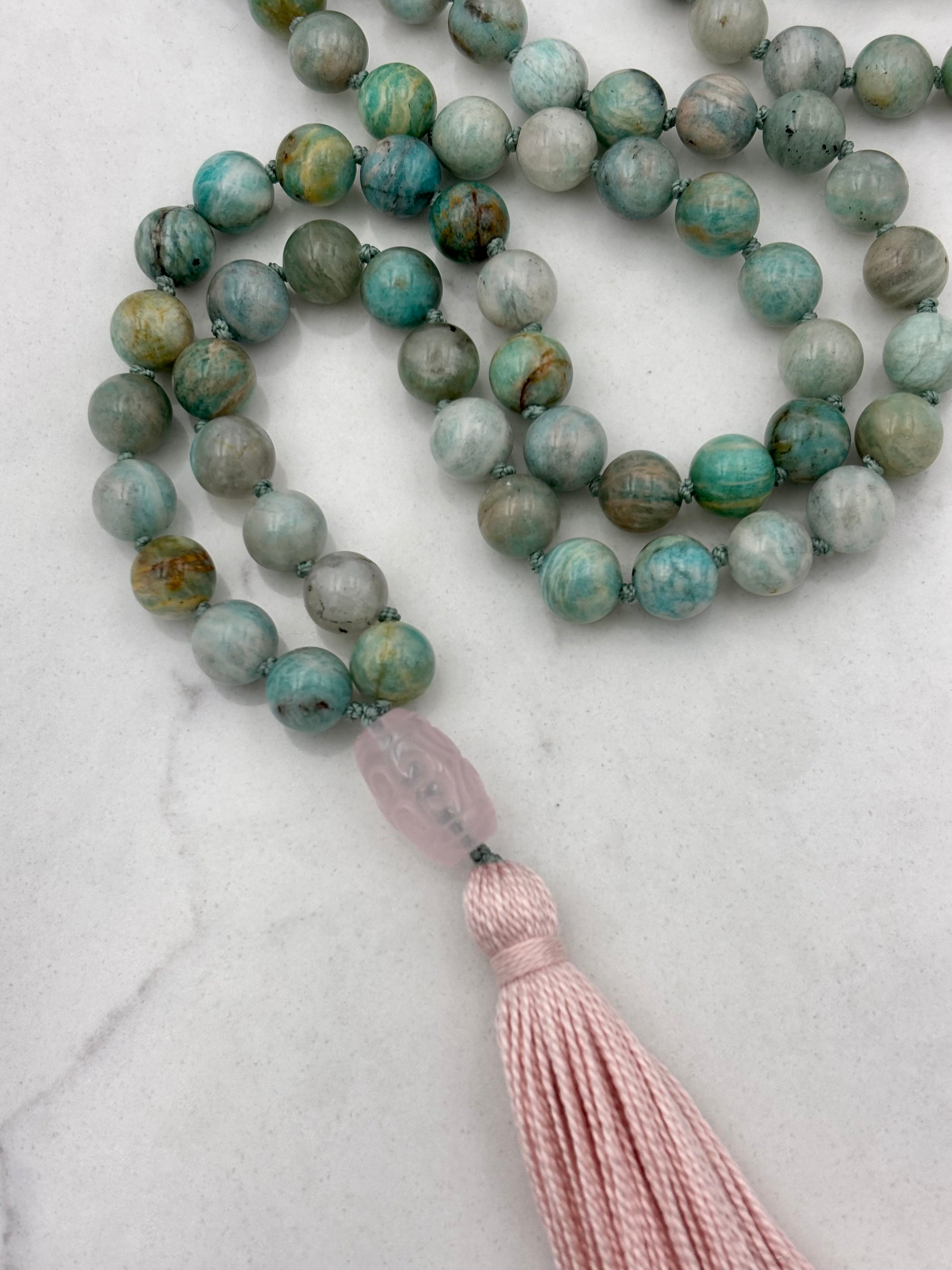 amazonite gemstone mala necklace | radiant malas | handmade in boulder, colorado