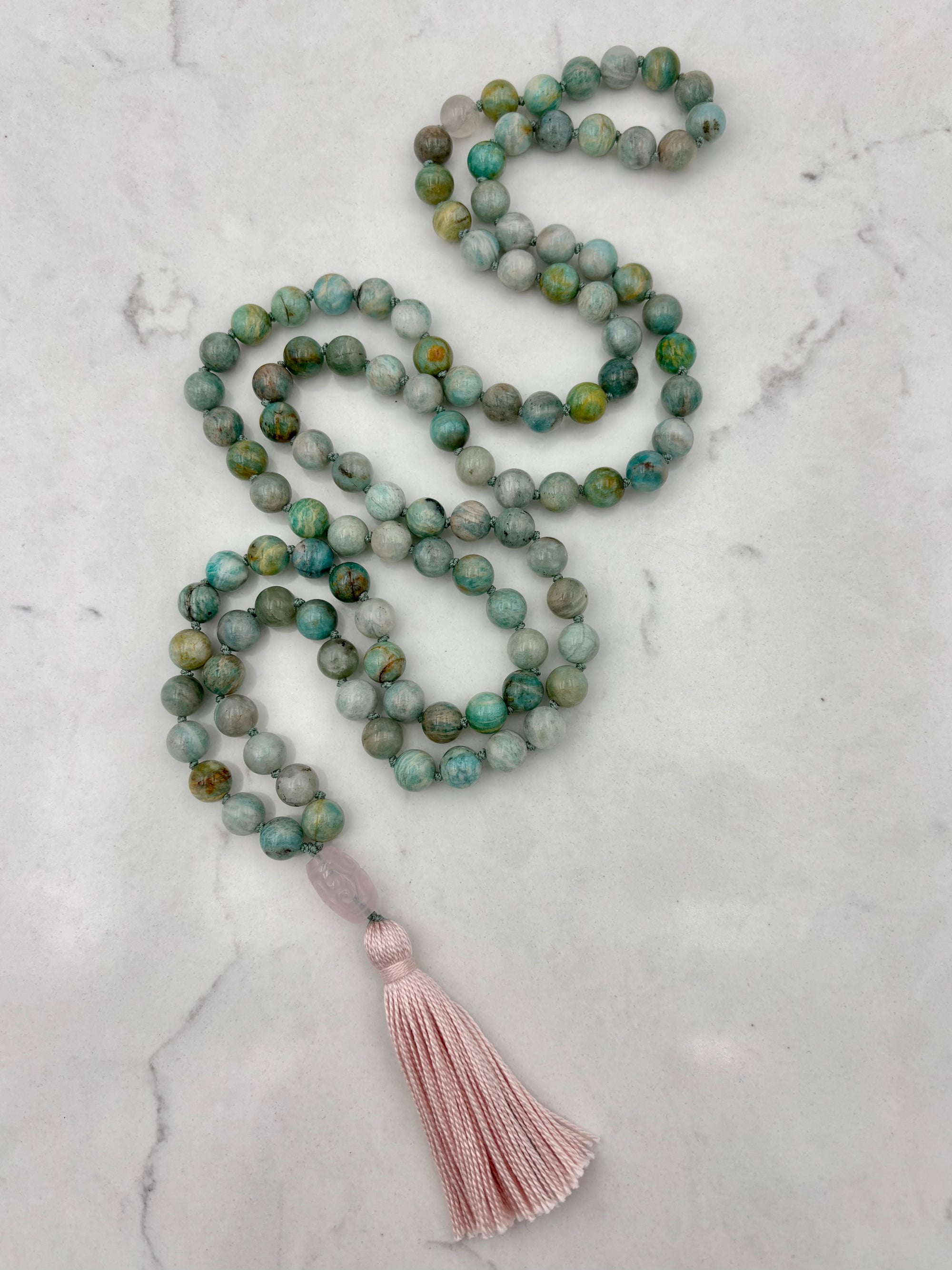 amazonite gemstone mala necklace | radiant malas | handmade in boulder, colorado