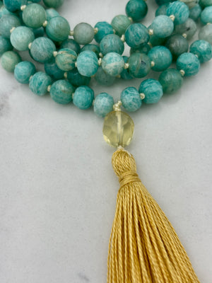 amazonite gemstone mala necklace | radiant malas | handmade in boulder, colorado