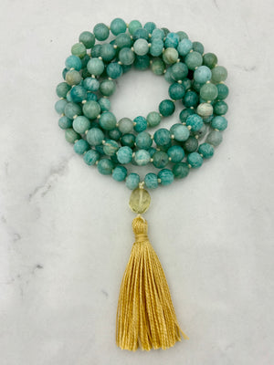 amazonite gemstone mala necklace | radiant malas | handmade in boulder, colorado