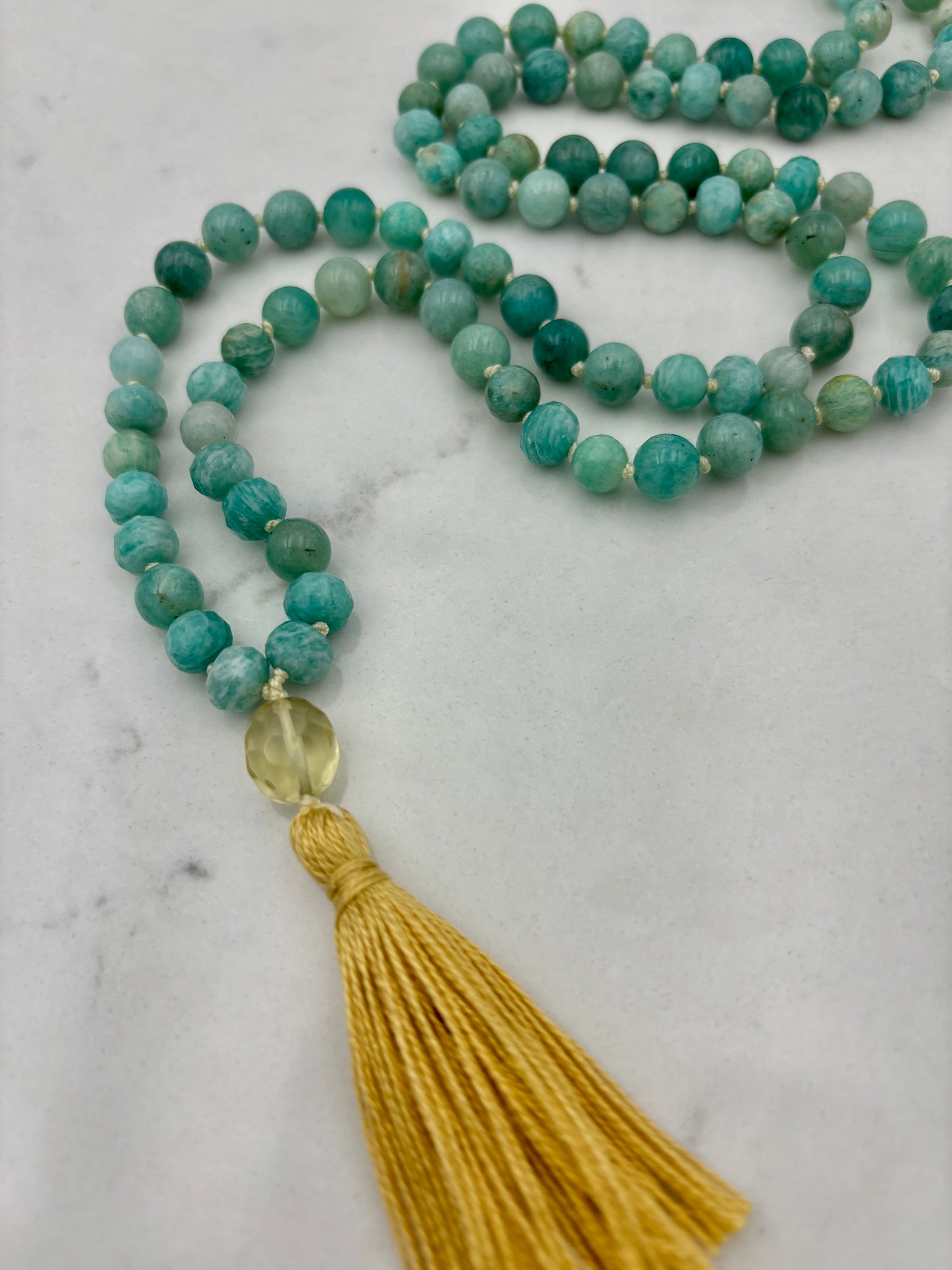 amazonite gemstone mala necklace | radiant malas | handmade in boulder, colorado