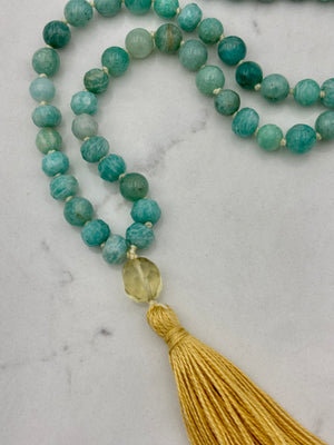 amazonite gemstone mala necklace | radiant malas | handmade in boulder, colorado