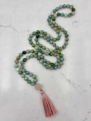 amazonite gemstone mala necklace | radiant malas | handmade in boulder, colorado