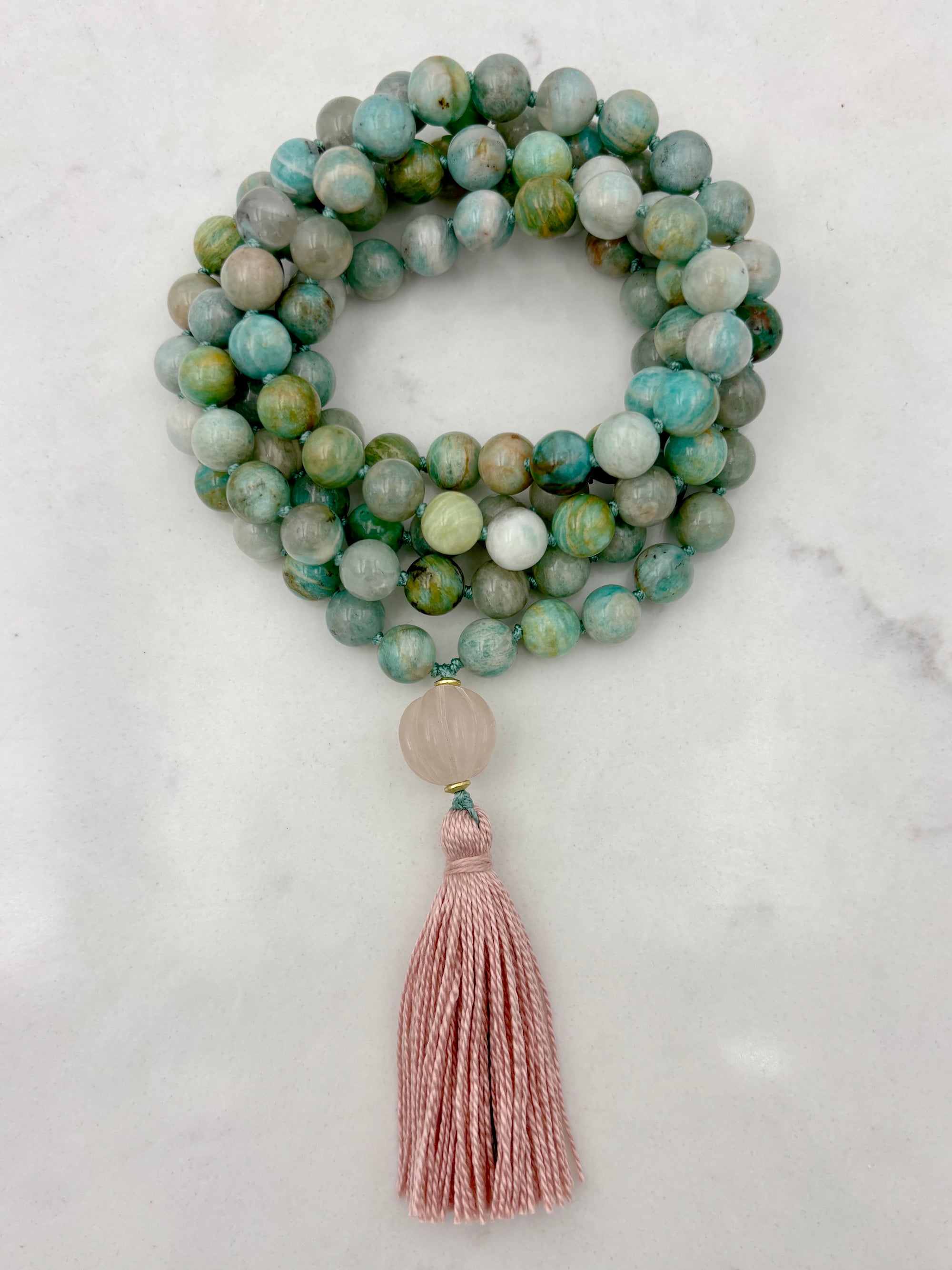 amazonite gemstone mala necklace | radiant malas | handmade in boulder, colorado