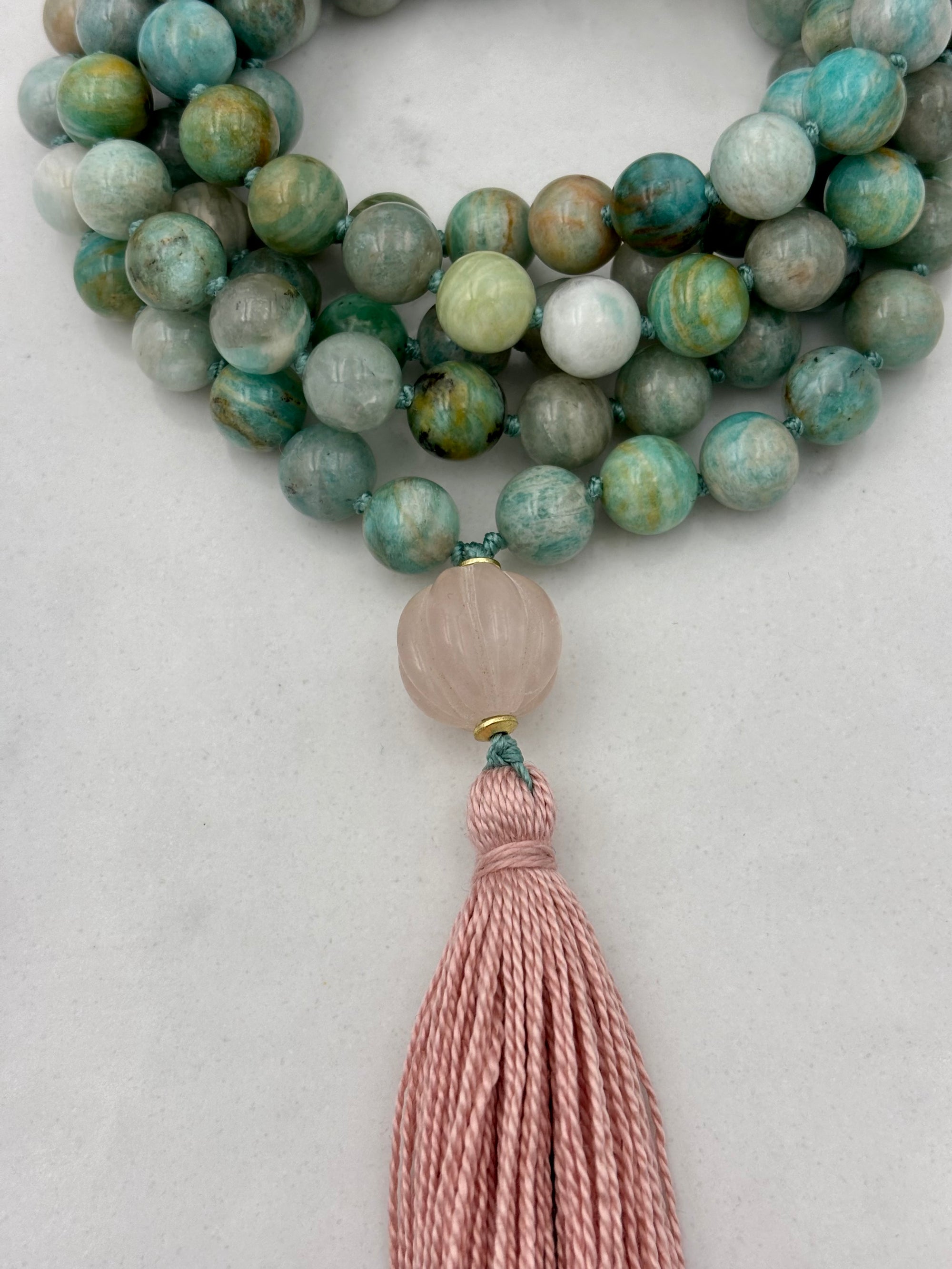 amazonite gemstone mala necklace | radiant malas | handmade in boulder, colorado