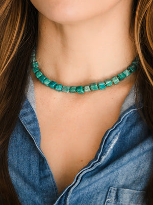 amazonite knotted gemstone necklace | radiant malas | handmade in boulder, colorado