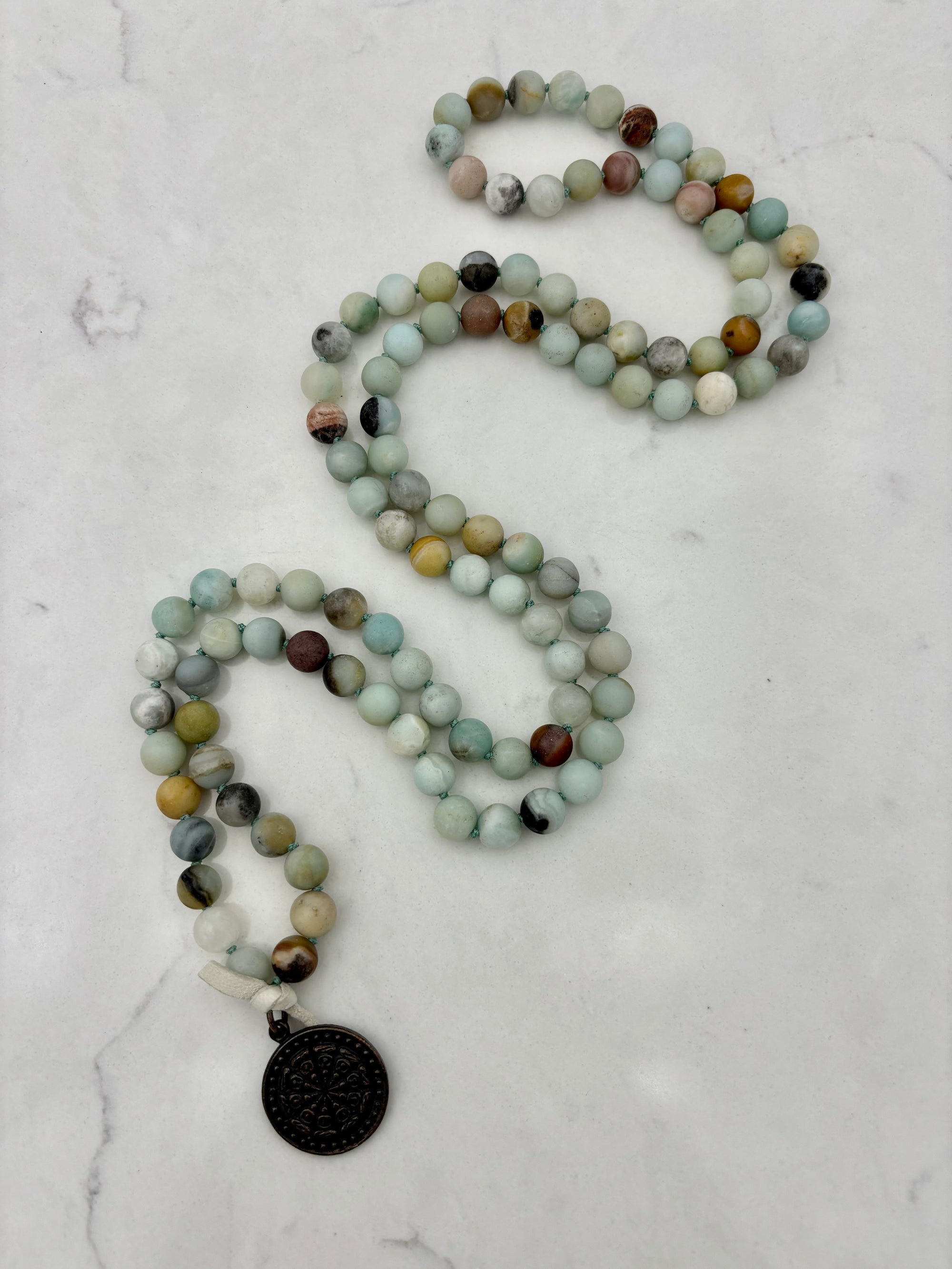 amazonite gemstone m ala | radiant malas | handmade in boulder, colorado