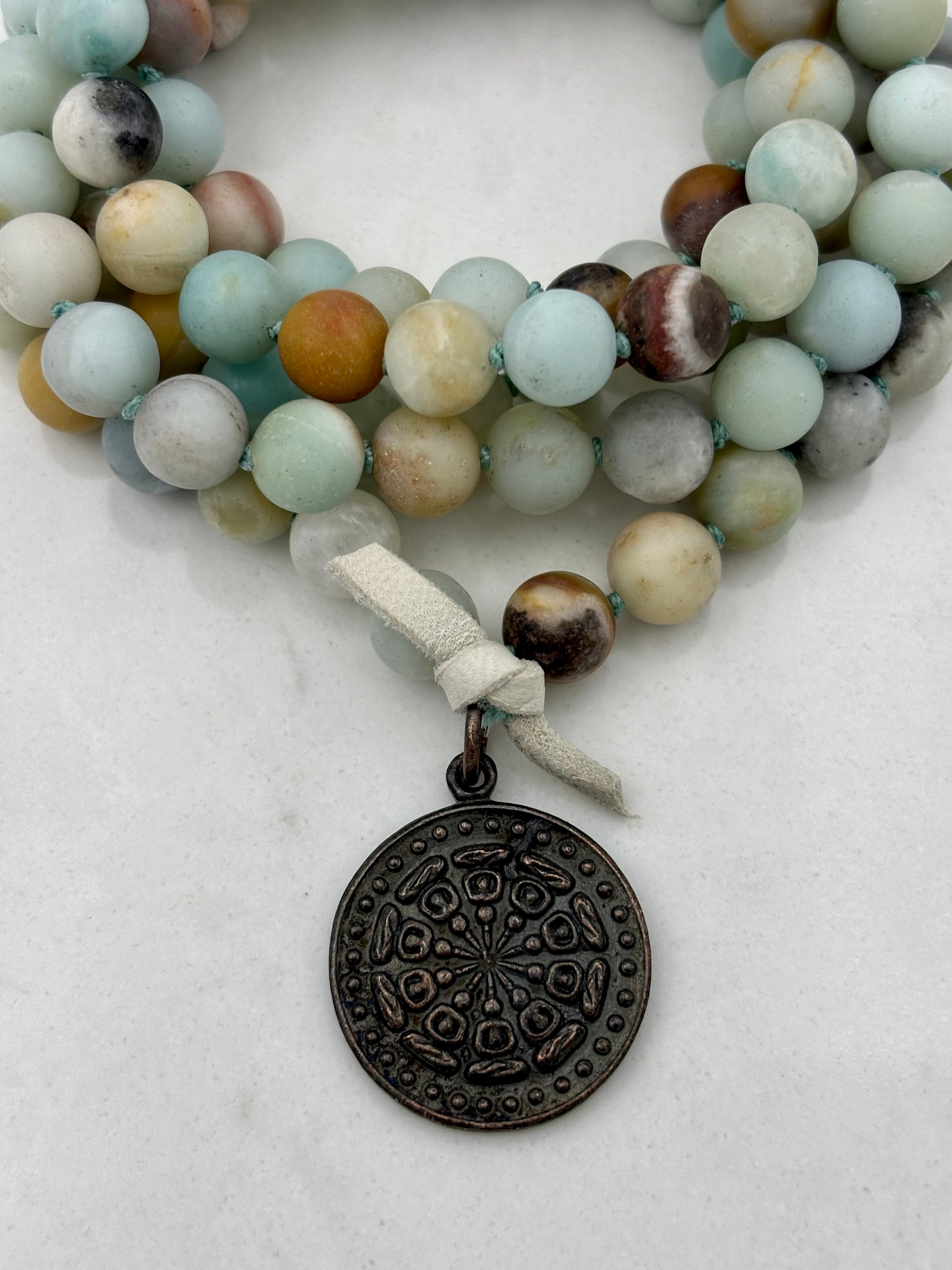 amazonite gemstone m ala | radiant malas | handmade in boulder, colorado