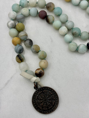 amazonite gemstone m ala | radiant malas | handmade in boulder, colorado