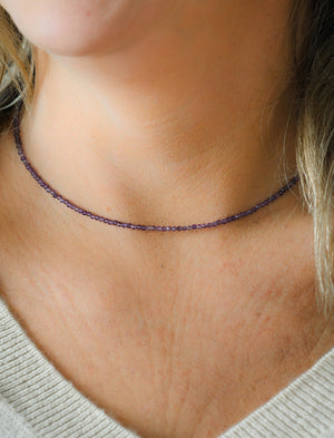 amethyst gemstone necklace 16" | radiant malas | handmade in boulder, colorado