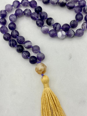 amethyst gemstone mala necklace | radiant malas | handmade in boulder, colorado