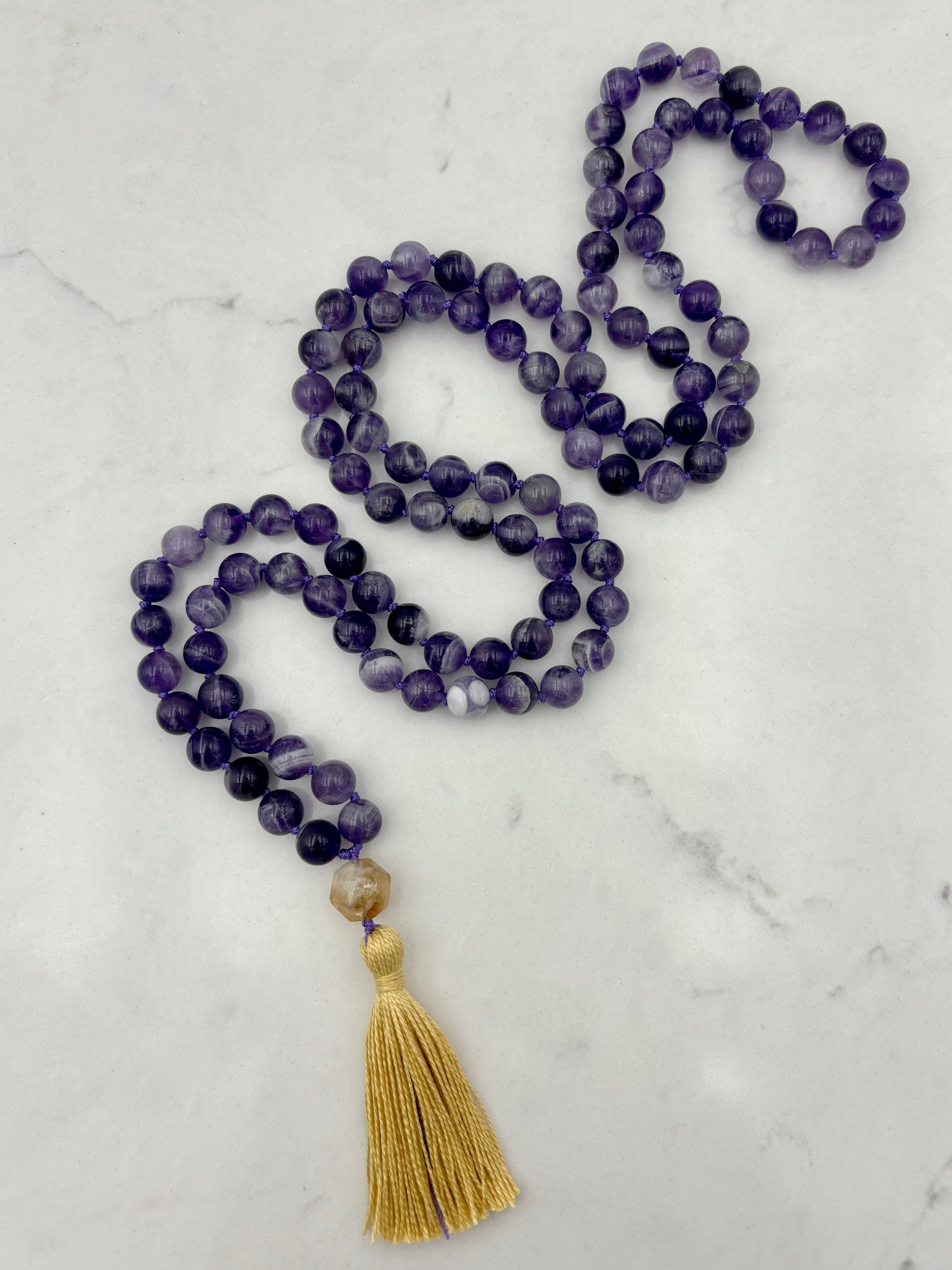 amethyst gemstone mala necklace | radiant malas | handmade in boulder, colorado