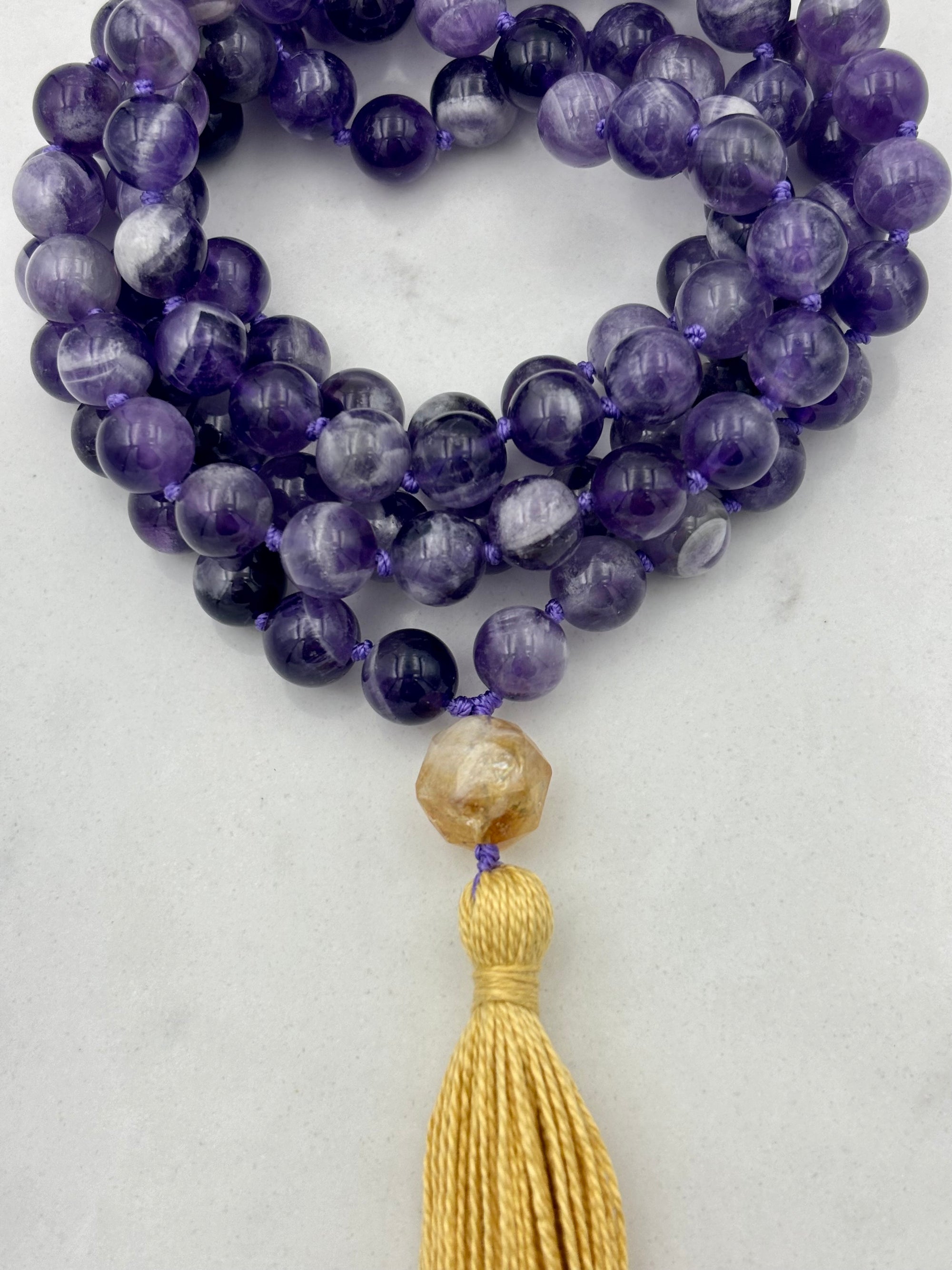 amethyst gemstone mala necklace | radiant malas | handmade in boulder, colorado