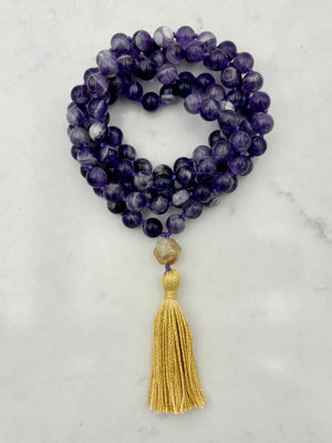 amethyst gemstone mala necklace | radiant malas | handmade in boulder, colorado