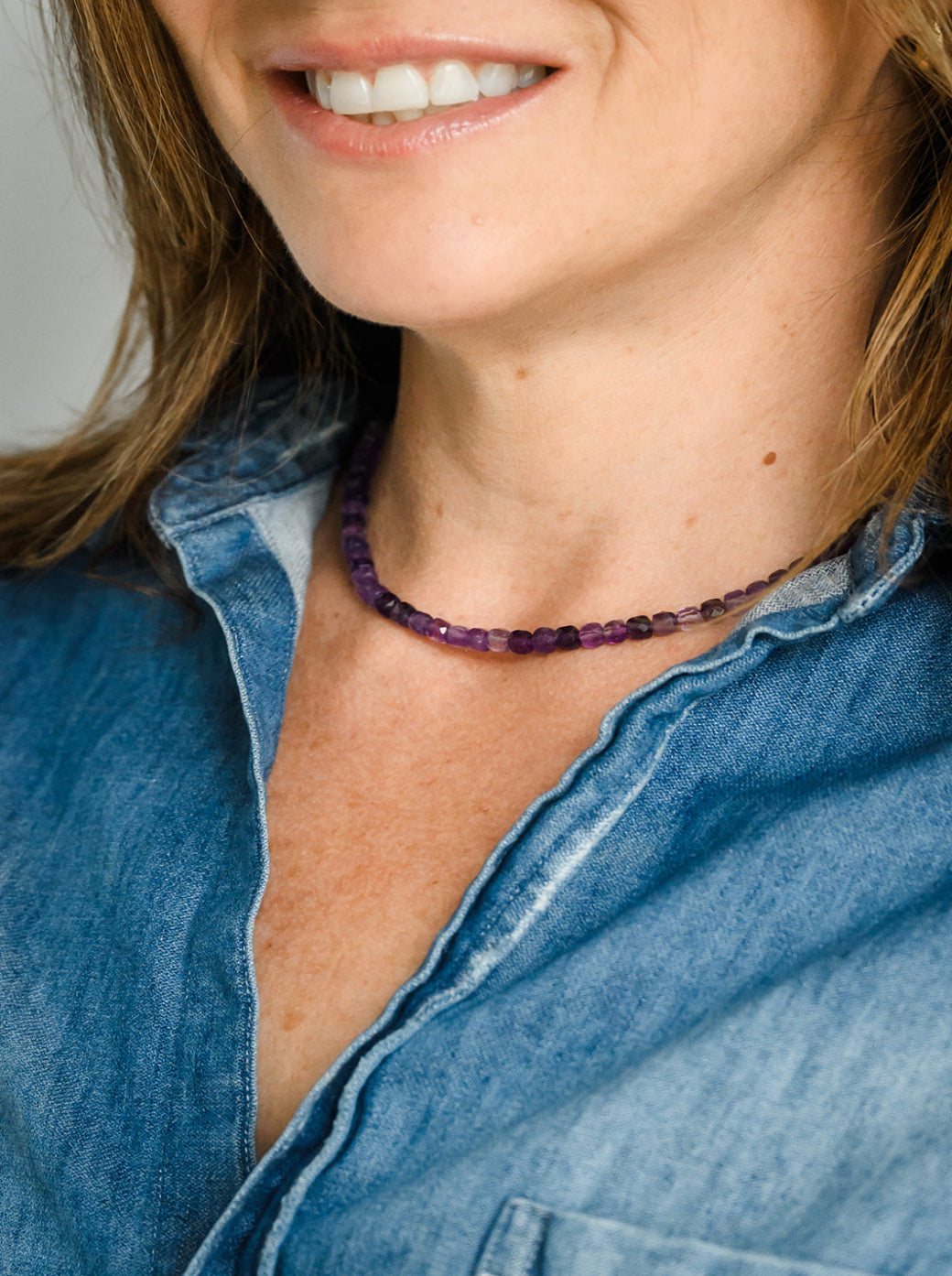amethyst cubed gemstone necklace | radiant malas | handmade in boulder, colorado