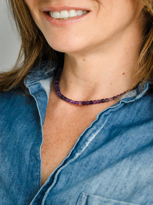 amethyst cubed gemstone necklace | radiant malas | handmade in boulder, colorado