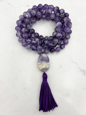 amethyst gemstone mala necklace | radiant malas | handmade in boulder, colorado