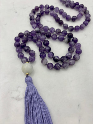 amethyst gemstone mala necklace | radiant malas | handmade in boulder, colorado