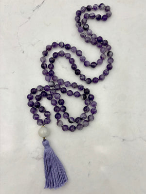 amethyst gemstone mala necklace | radiant malas | handmade in boulder, colorado