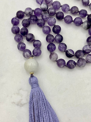 amethyst gemstone mala necklace | radiant malas | handmade in boulder, colorado