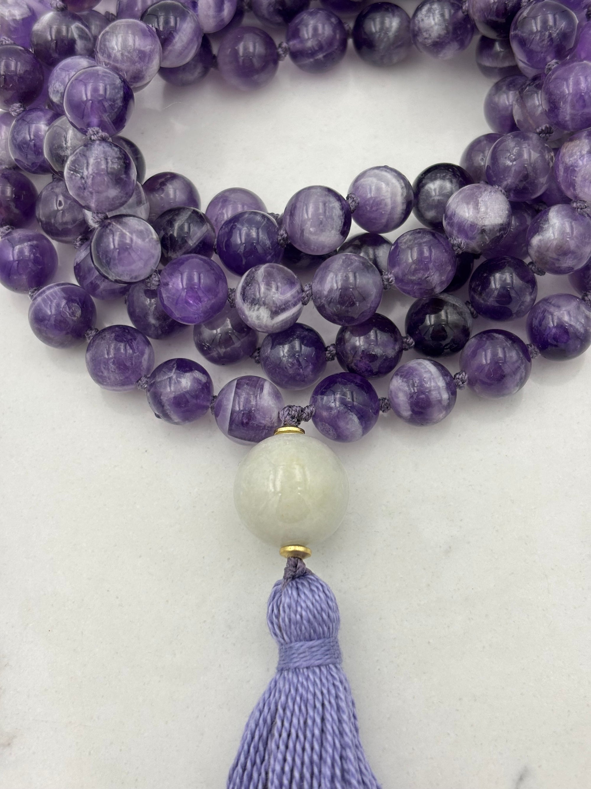 amethyst gemstone mala necklace | radiant malas | handmade in boulder, colorado