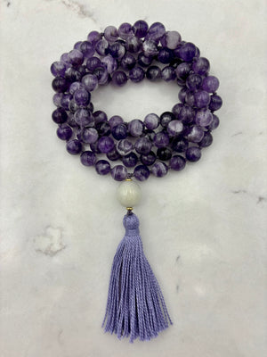 amethyst gemstone mala necklace | radiant malas | handmade in boulder, colorado