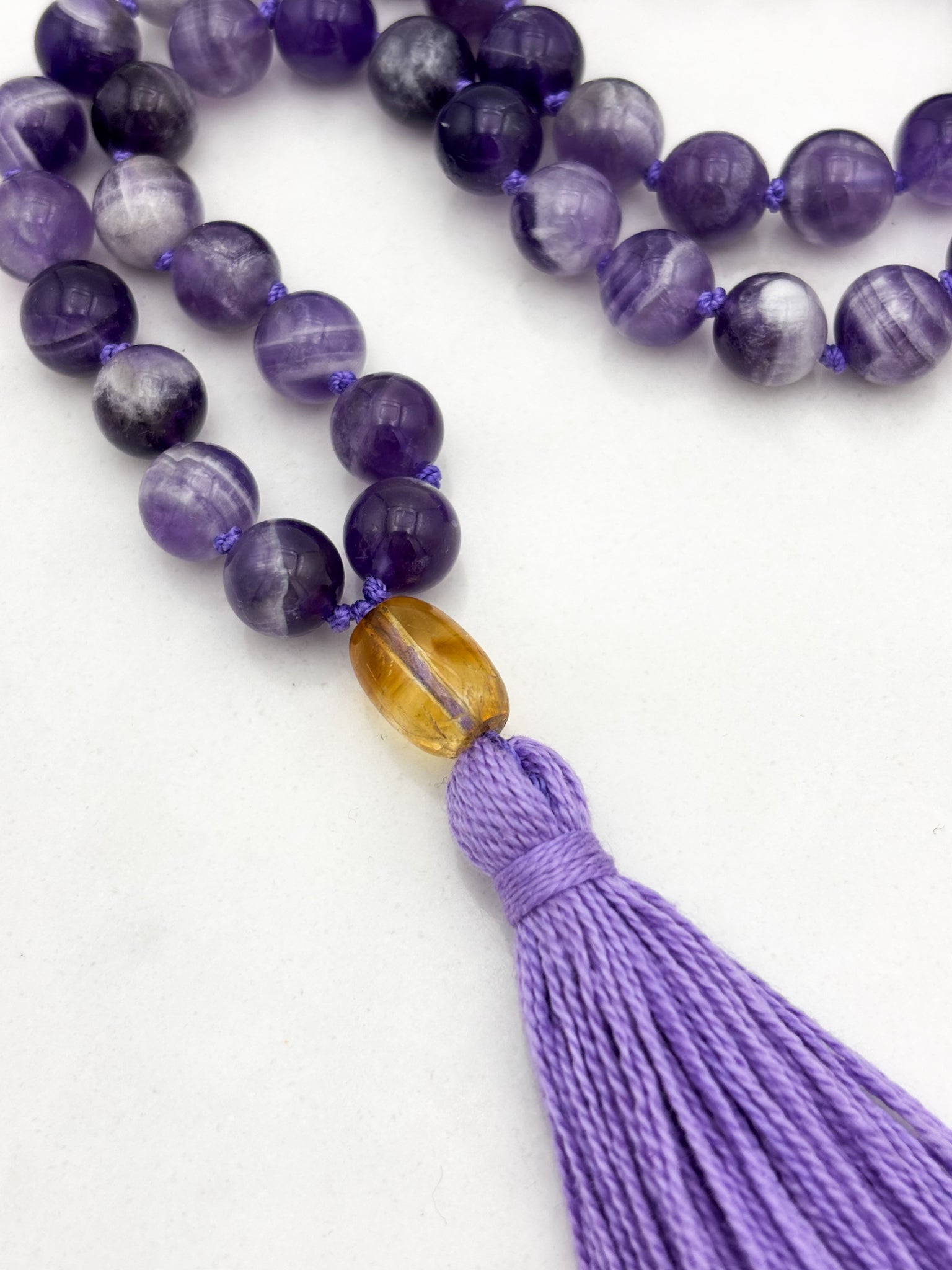 amethyst gemstone mala necklace | radiant malas | handmade in boulder, colorado