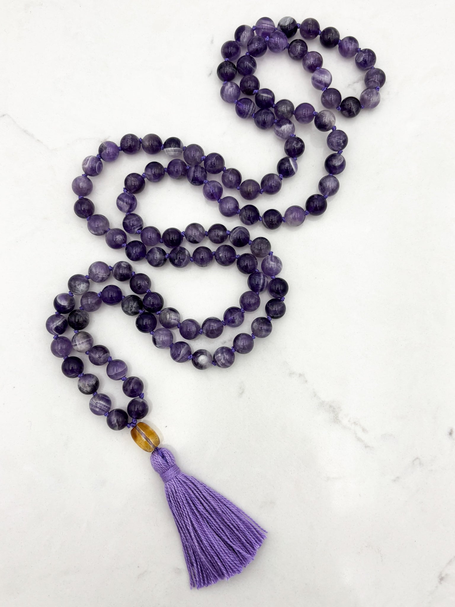 amethyst gemstone mala necklace | radiant malas | handmade in boulder, colorado