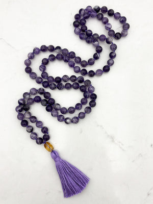 amethyst gemstone mala necklace | radiant malas | handmade in boulder, colorado