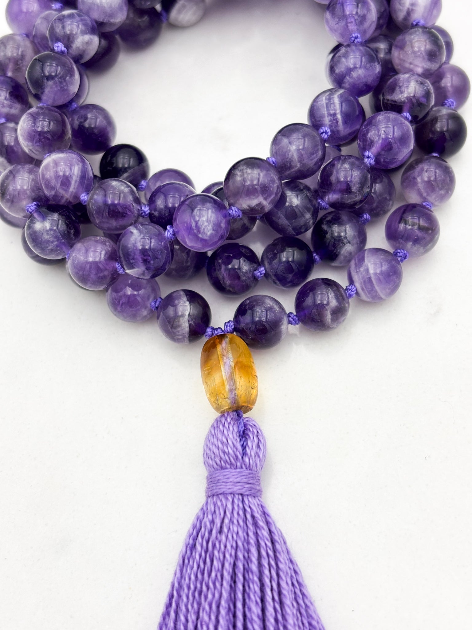 amethyst gemstone mala necklace | radiant malas | handmade in boulder, colorado