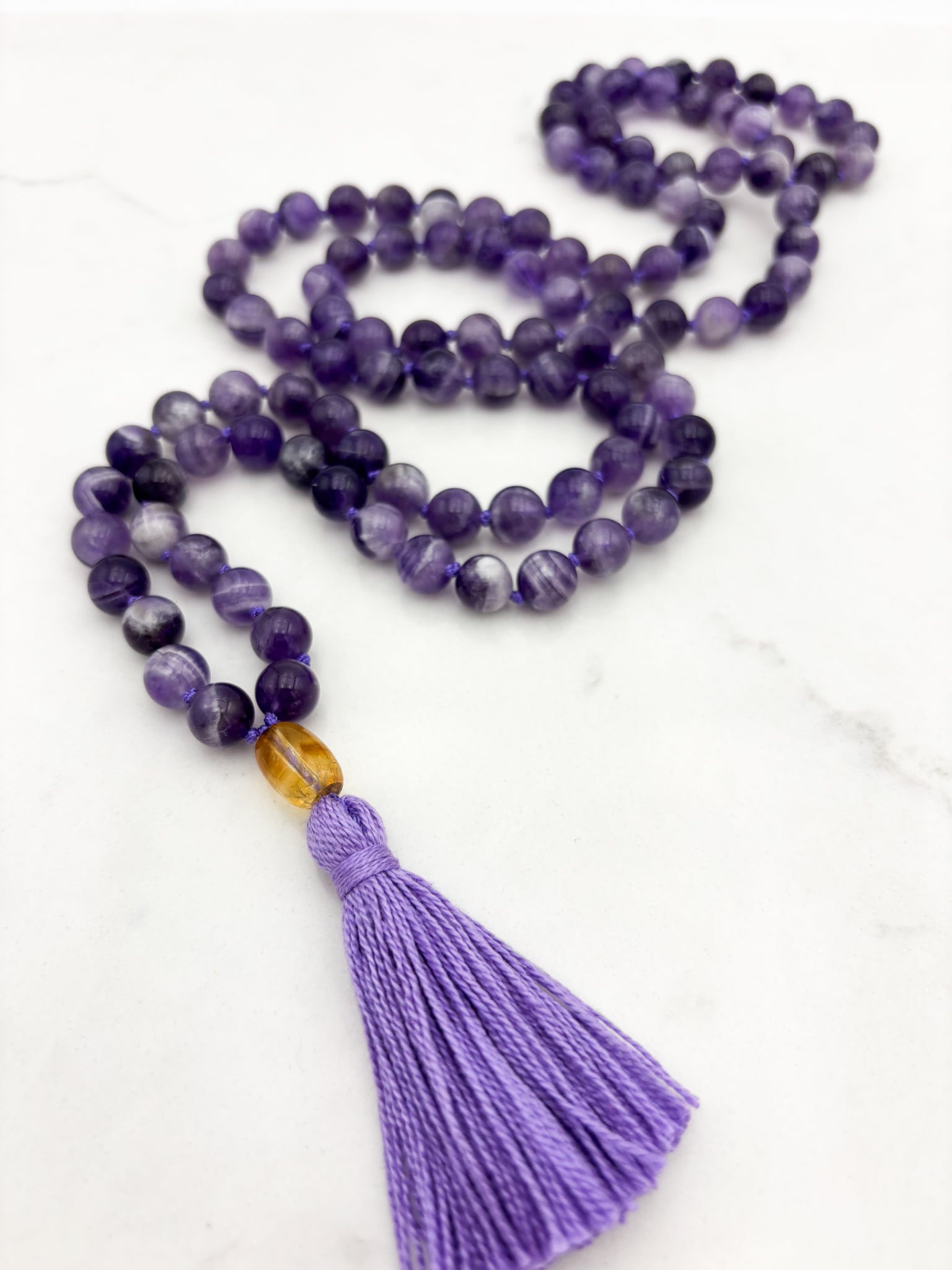 amethyst gemstone mala necklace | radiant malas | handmade in boulder, colorado
