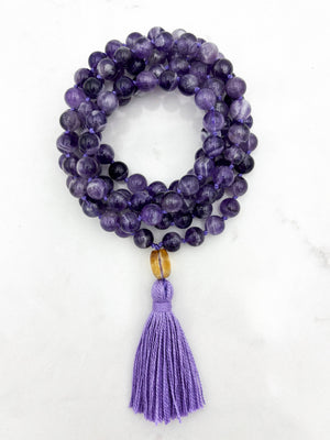 amethyst gemstone mala necklace | radiant malas | handmade in boulder, colorado