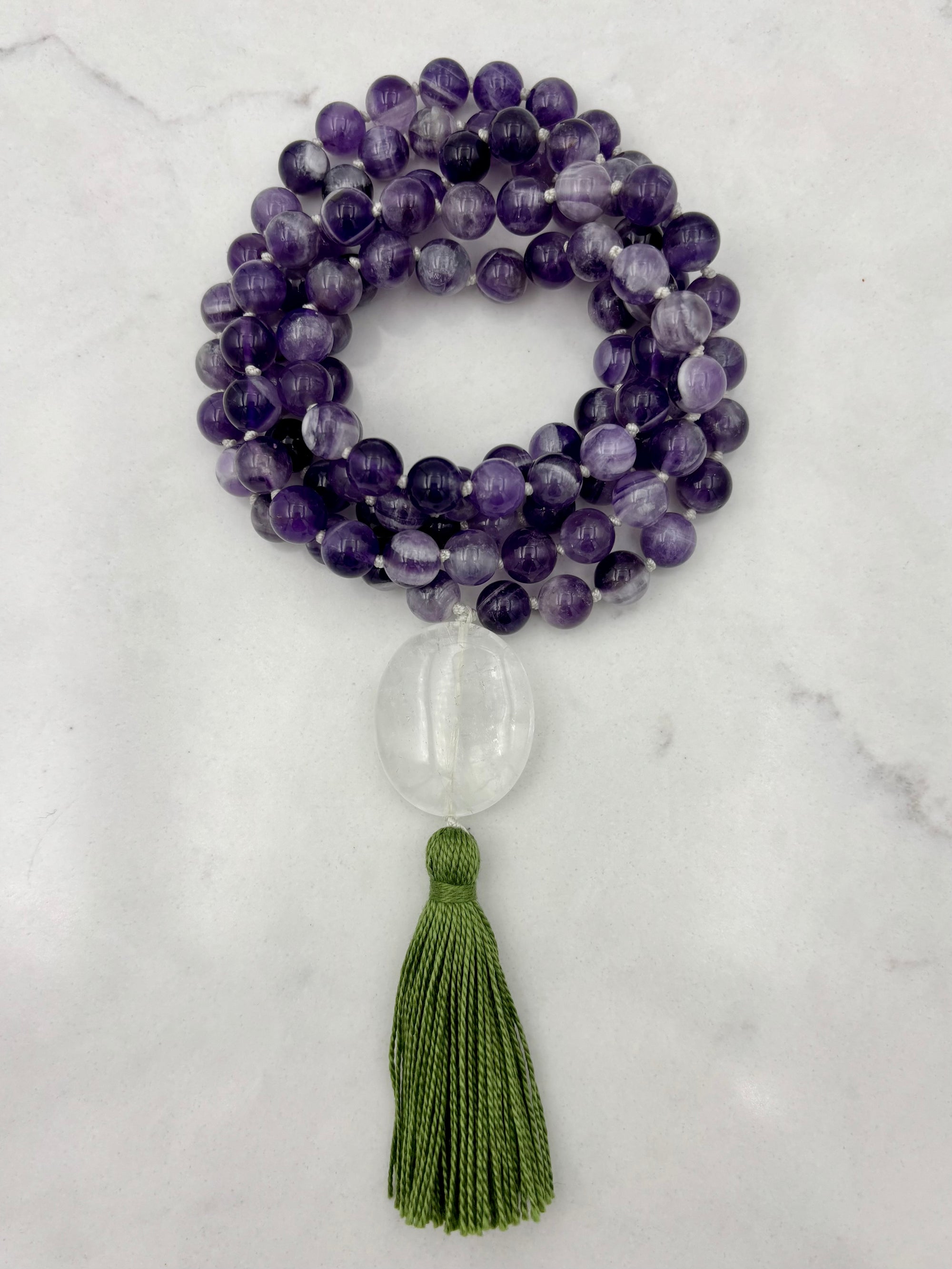 amethyst gemstone mala necklace | radiant malas | handmade in boulder, colorado