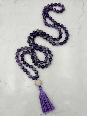 amethyst gemstone mala necklace | radiant malas | handmade in boulder, colorado