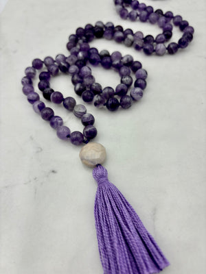 amethyst gemstone mala necklace | radiant malas | handmade in boulder, colorado