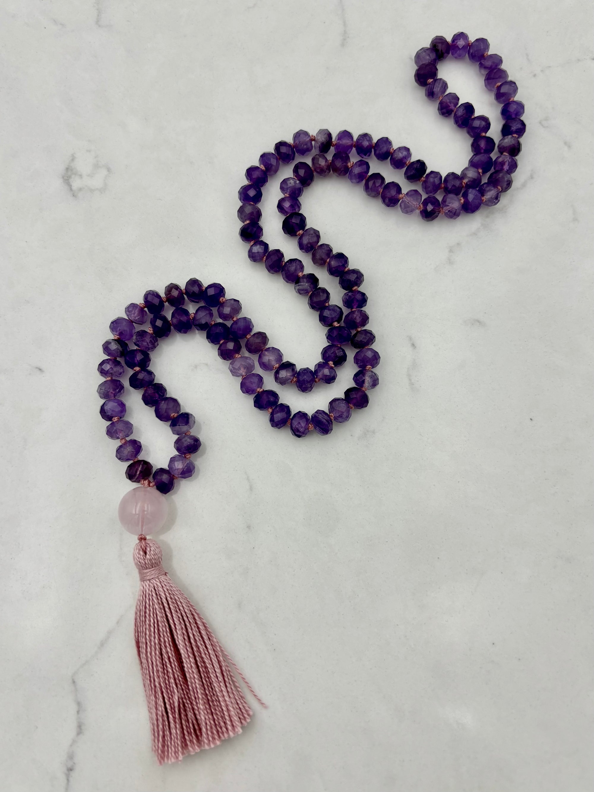 amethyst gemstone mala necklace | radiant malas | handmade in boulder, colorado