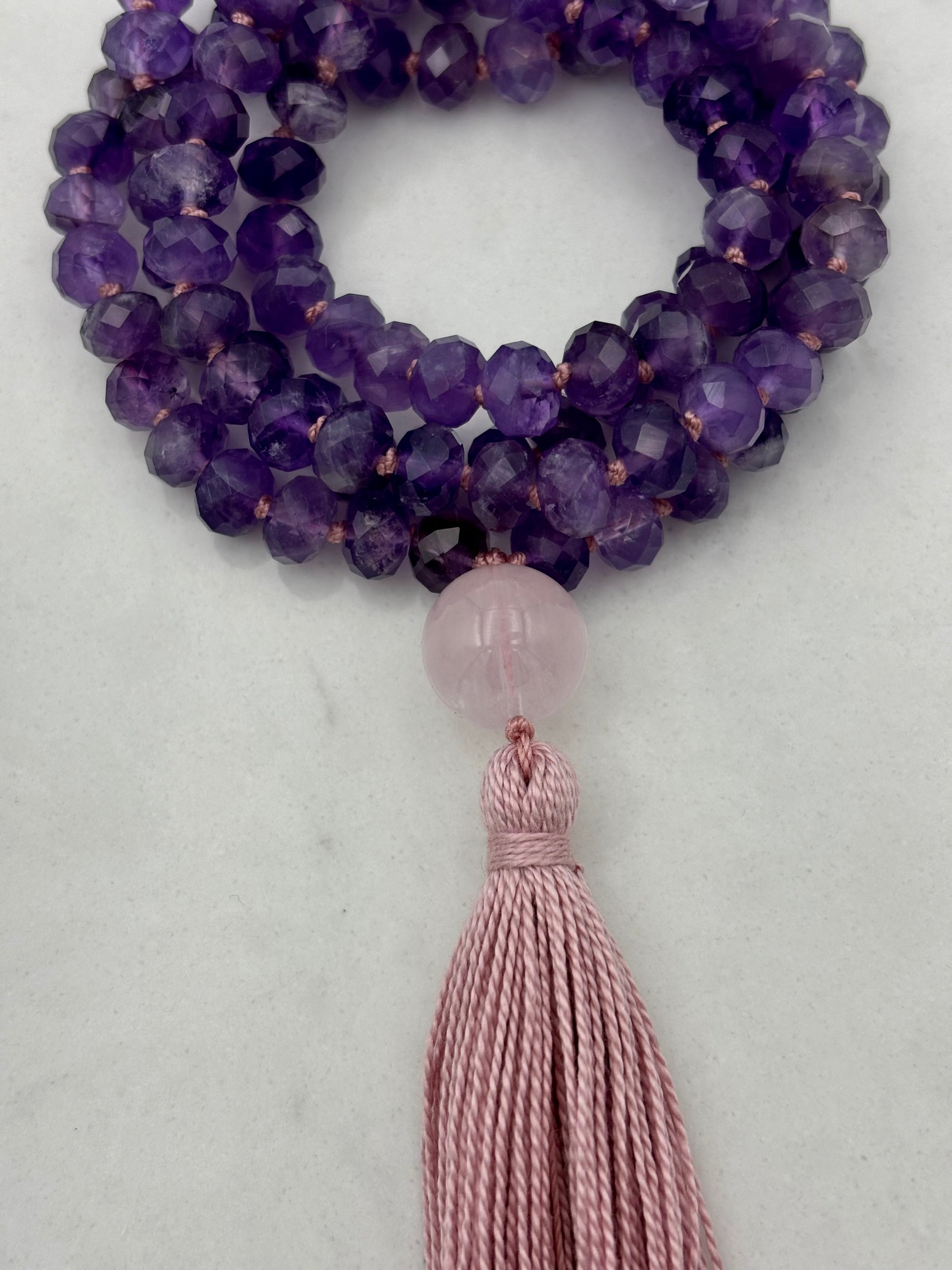 amethyst gemstone mala necklace | radiant malas | handmade in boulder, colorado