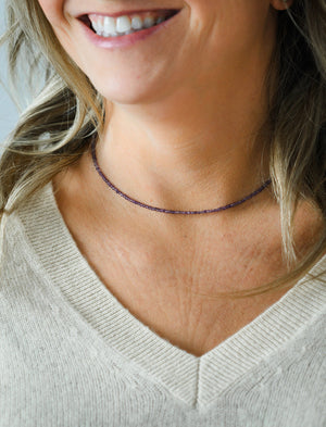 amethyst gemstone necklace 16" | radiant malas | handmade in boulder, colorado