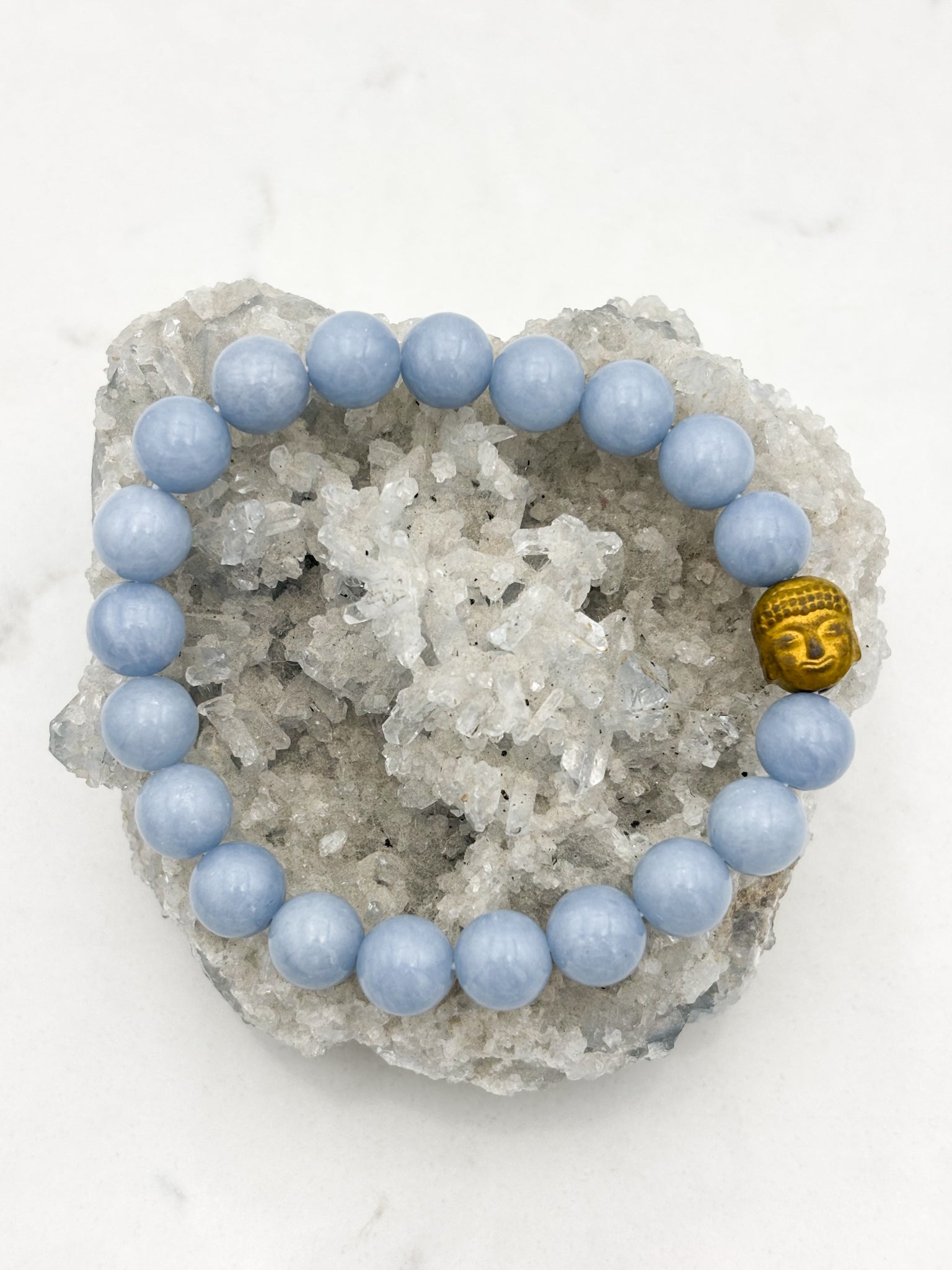 angelite gemstone bracelet | radiant malas | handmade in boulder, colorado