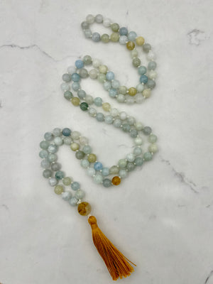 aquamarine gemstone mala necklace | handmade in boulder, colorado | radiant malas