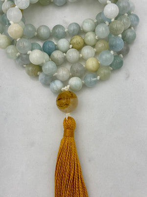 aquamarine gemstone mala necklace | handmade in boulder, colorado | radiant malas