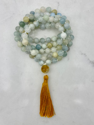 aquamarine gemstone mala necklace | handmade in boulder, colorado | radiant malas