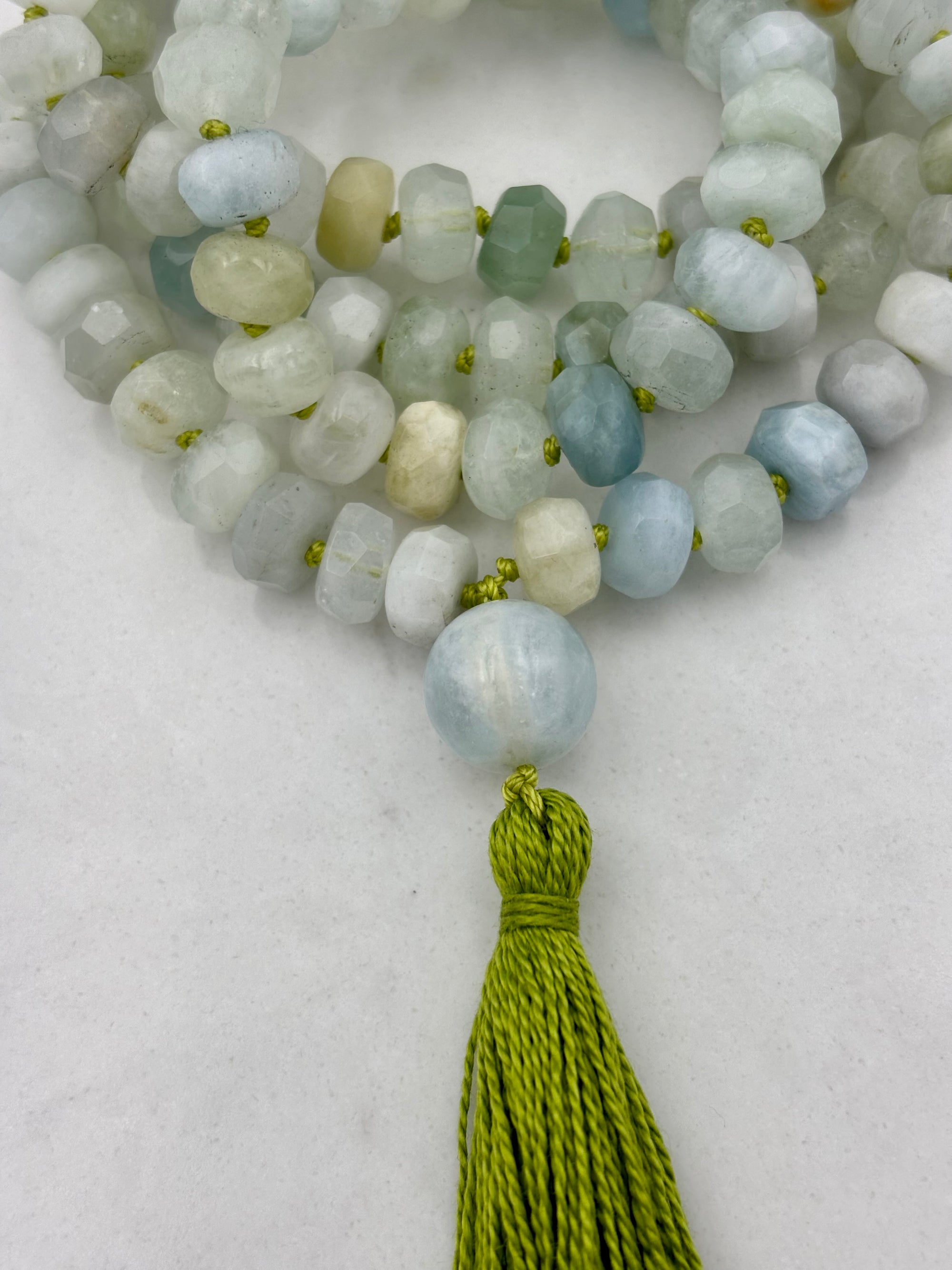 aquamarine gemstone mala | radiant malas | handmade in boulder, colorado
